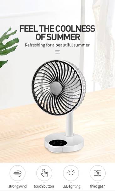 Care 4 [3 MODES] RECHARGEABLE DISPLAY TABLE FAN 3 Modes (RECHARGEABLE TABLE FAN) 4000mAh, With LED Night Light C TYPE USB Fan USB Fan