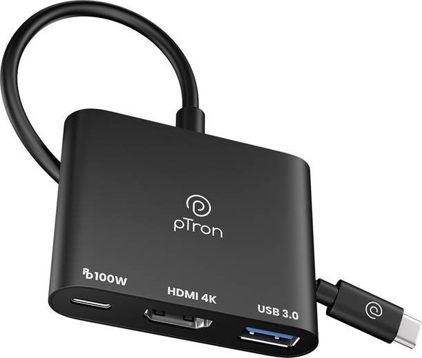 PTron Nexo 3-in-1 USB-C Hub Multiport Adapter w/ 4K HDMI, USB 3.0 w 140319758 USB Hub