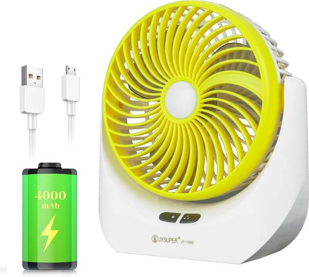 TAKSHA FANS High Speed Rechargeable portable Table Fan with LED Light USB Battery Powered 3-Speed Portable Mini Fan For Home, Office , Kitchen USB Fan