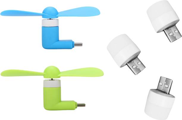 AMRITAAKSH TYPE-C PORTABLE 2MINI USB FAN (MULTICOLOR) & 3 MINI USB LED LAMP (WHITE) USB HUB TYPE-C PORTABLE 2MINI USB FAN (MULTICOLOR) & 3 MINI USB LED LAMP (WHITE) USB HUB USB Fan