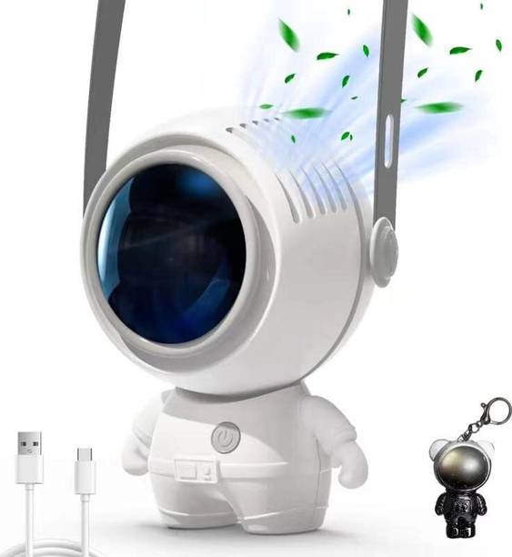Keekos Handheld Neck Fan, Portable 3 Speeds Astronaut Pocket Cooling Fan Multifunction Foldable Angle With USB Charging And AC Charging Port USB Fan