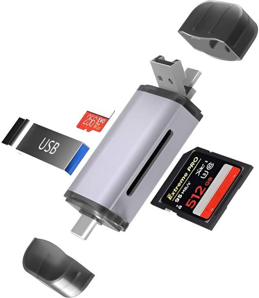 Doz Universal USB & USB-C OTG Card Reader | SD, Micro SD, SDHC, SDXC & TF Memory 2-in-1 Multi-Function USB & USB-C Card Reader Card Reader