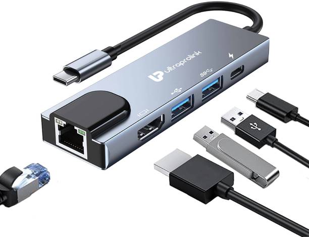 Ultraprolink Type C Multiport Adapter 5 in 1 Dock Type C to HDMI 4K,USB 3.0,Ethernet,100W PD UL1207 USB Hub