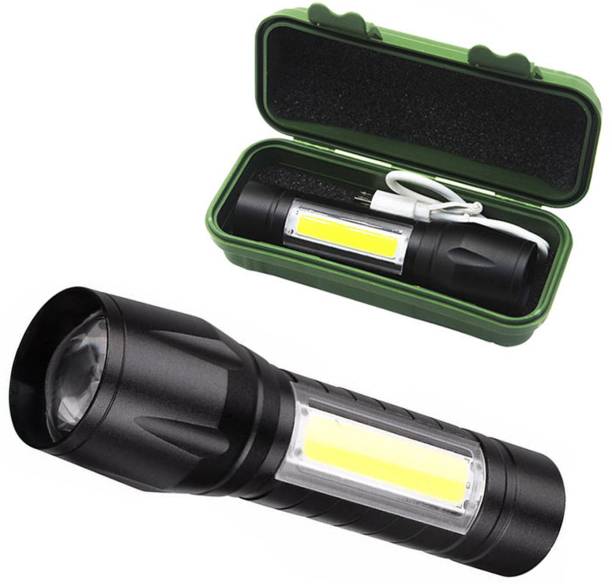 MOBIZAC Rechargeable Waterproof Metal LED Torch XPE COB Flashlight Hand Torch for Night Torch