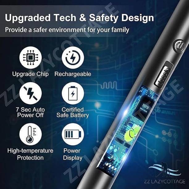 Mobdeskb Rechargeable Gas Lighter For Kitchen Stove,Candle, 360deg Flame Adjustable SE224 USB Rechargeable Electric Lighter for Kitchen, Pooja Room, Candles, BBQ SE224 Cigarette Lighter