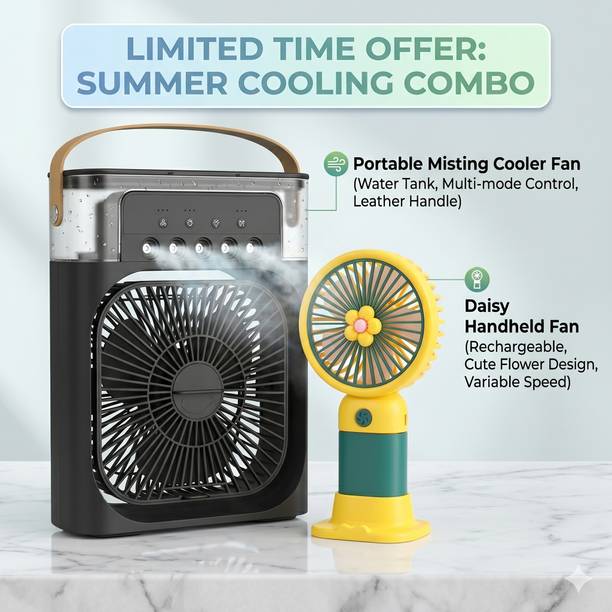 LUCKEY GADGET COOLING DUO SUMMER COMBO: MINI AIR COOLER WITH GET MINI HAND FAN Rechargeable Fan, USB Air Cooler, USB Charger, USB Fan