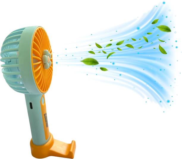 Hanumano USB Rechargeable Mini Portable Hand Fan With Noise Cancelling Design portable mini hand fan with stand for women,men,travelling,stadium Rechargeable Fan