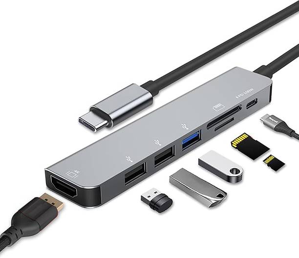 Ozoy Mport 7 USB-C Hub, 7 Port, HDMI, Ethernet, USB, Card Reader USB 3.0,SD Card Reader,Type-C Data,USB 2.0,Type-C and USB Plug for Laptop,Mac,PC USB Hub