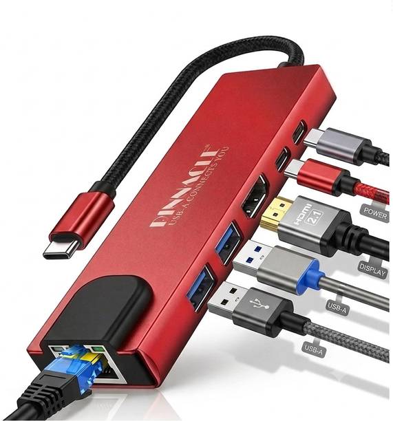 Pinnacle Type C 6-In-1, RJ 45 Port, 65W PD charging, HDMI Port, 2x USB A 3.0, USB C Hub ATC0980 HDMI Connector, USB Cable, USB LAN Card, USB Hub, USB Charger