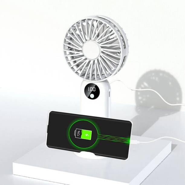 Refulgix X18 Mini Fan Portable Hand Fan with Power Bank 2400 mAh Battery, Lightweight, 3 Speeds USB Fan