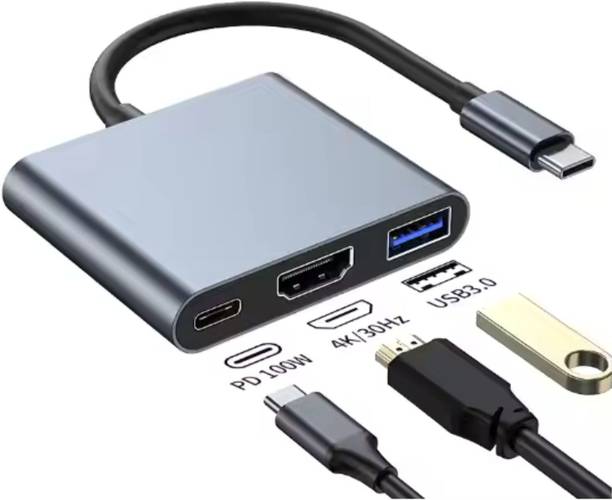 Aliens 3-in-1 USB Type C to HDMI Adapter 4K@30Hz, 100W PD Fast Charging Port , USB A 3.0 @5Gbps Speed for MacBook, Laptop, iPad, Tablet, All Type C Devices USB Hub