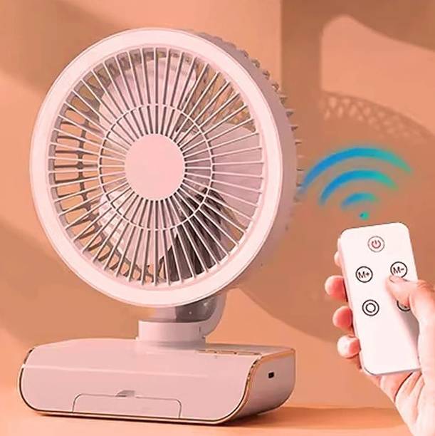 Solisca Oscillating Desk Fan With LED Light 4000mAh Rechargeable with USB Quiet Personal Mini Portable 3 Speed mode Build-in Battery Rechargeable-cooling blade USB Fan