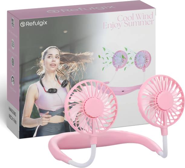 Refulgix Hand Free Neck Fan, Rechargeable Mini USB Personal Fan with 360 Rotation, 3 Adjustable Speeds USB Fan