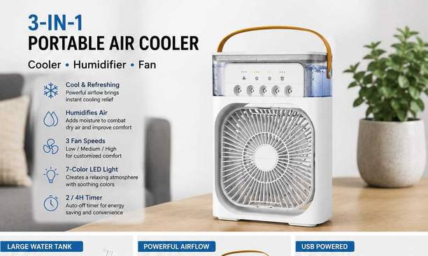 SuperStore Fortable mini cooler PAC-3IN1-WHT-001 USB Air Cooler