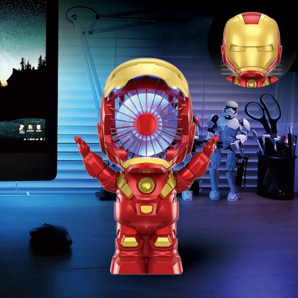 Spiaty Cute Cartoon Iron Man Rechargeable Handheld and Desktop Mini USB Fan UFAN015 USB Fan