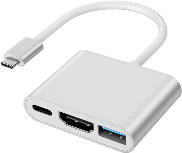 VOOCME USB to HDMI Adapter, USB 3.1 Type-C Converter to HDMI 4K+USB 3.0+USB-C Charging Port 3 in 1 Hub, USB-C Digital AV Multiport Adapter for MaKBook Pro/i-Pad Pro USB Hub
