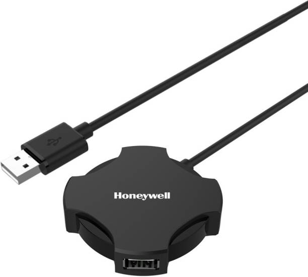 Honeywell 4 in 1 USB Hub 2.0, 1.2 Meter(4 feet) Cable, with a Transfer Speed of 480MBPS, HC000011/LAP/NPH/4U/BLK Laptop Accessory, USB Cable, USB Hub