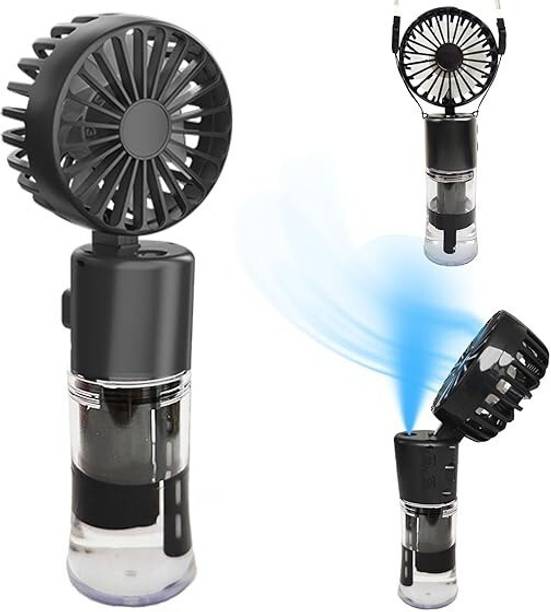 RelElseTech Mini Handheld Misting Fan, 4-Speed, Foldable, Battery Operated, Portable Use Mini Handheld Misting Fan, 4-Speed, Foldable, Battery Operated, Portable Use USB Fan