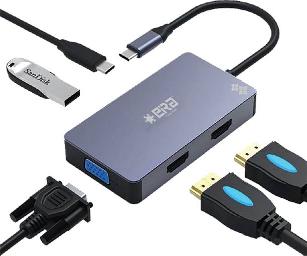 eira USB TYPE-C TO 5 IN 1 TRIPLE DISPLAY MULTIPORT HUB (HDMI*2+VGA+USB+TYPE C PD) ER2008UC5 USB Hub