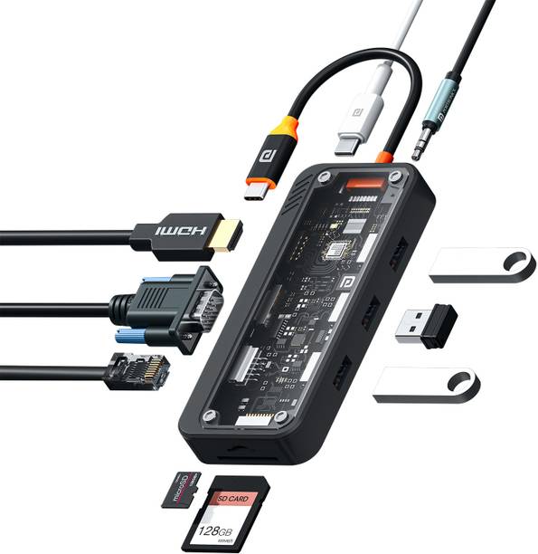 Portronics MPort View Three, 10-in-1 USB-C Multifunction Docking Station,100 W PD & 4K HDMI POR-3264 USB Hub