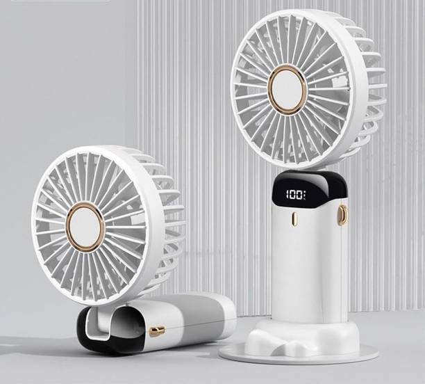 HRKA Display Fan Hand 5 Speed with Foldable 90° & Easy Portability Rechargeable D77 Portable Display Fan Hand 5 Speeds_HS77 USB Fan