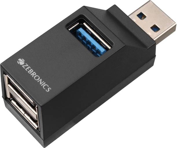 ZEBRONICS ZEB-180HB 3 Ports, USB 3.0, Transfer Speeds upto 5 Gbps, Lightweight Design, Compact USB Hub
