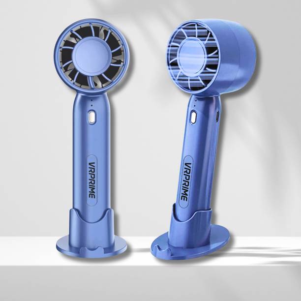 VRPRIME Rechargeable Hand Fan with Phone Holder | 3 Speed Settings | 2000mAh Battery Cooling Solution Portable USB Fan