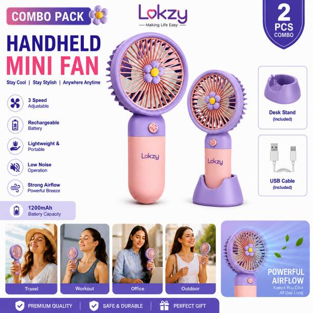 LOKZY mini portable fan rechargeable fan mini fan usb fan fancy mini fan Rechargeable Fan, USB Air Cooler, USB Fan