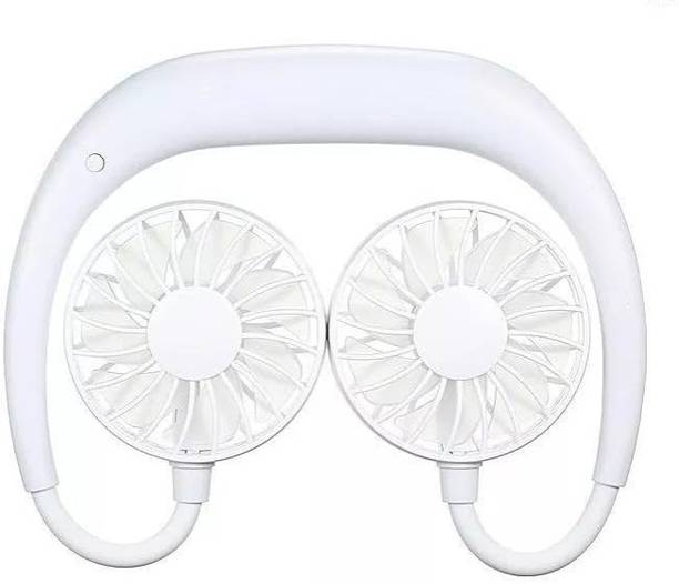 starStore Rechargeable Hands-Free Wearable Personal Fan 360° Rotating USB Neck Fan Neck Fan_(White) USB Air Cooler