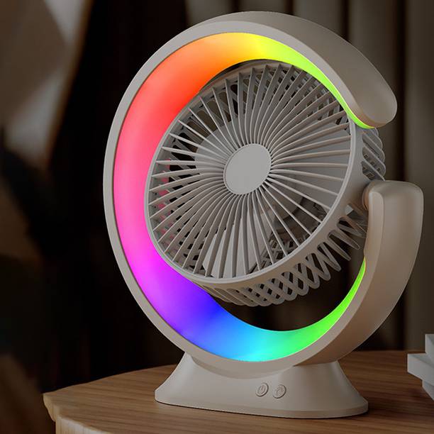 Litanika Portable Tabel Fan, Desk Fan, Cooling Spray Fan - Multicolored Light, Gaming Fan Rechargable USB Fan, USB Air Cooler