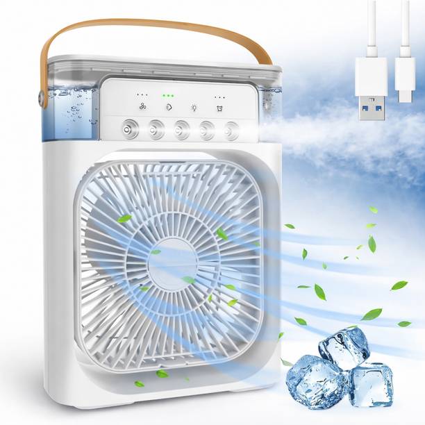 DSV Portable Air Cooler Fan For Room cooling Mini Humidifier Ac Mini Cooler Fan USB Air Cooler, USB Fan, Rechargeable Fan, Led Light