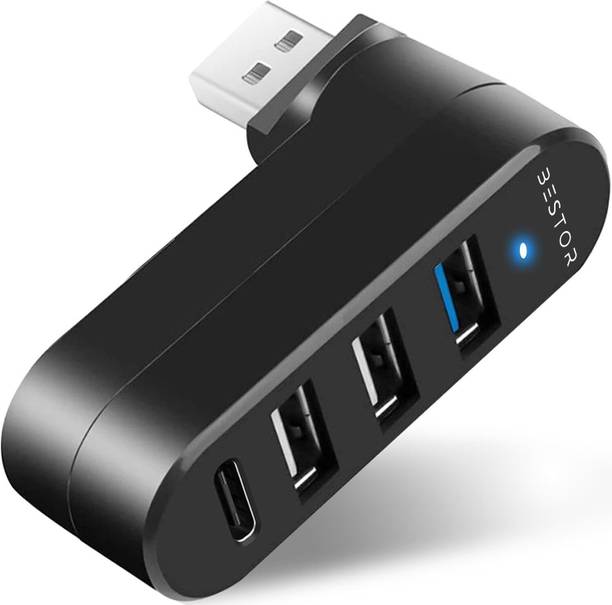 Bestor USB 3.0 Hub 4-Port USB 3.0 Hub 90°/180°[Degree Rotatable],with 3 USB Ports & 1 USB C Port HDMI Connector, USB Charger, USB Hub