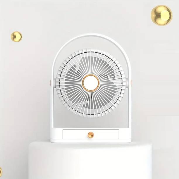 lukzer Mini Electric Fan with a Drawer Rotatable Head USB Portable Speed Adjustment Fan for Home Office Bedroom (18.5 x 13.5 x 4.5cm/YS-2235) USB Fan