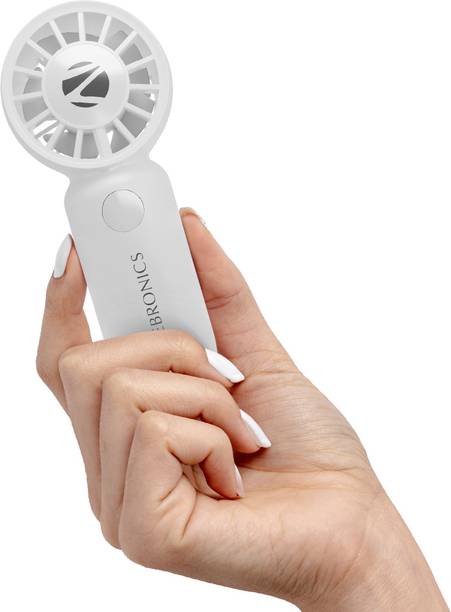 ZEBRONICS Portable Hand, Upto 3h Backup,10500 RPM, Rechargeable Battery,5 Speed Modes ZEB-Heat Buster 100 White USB Fan