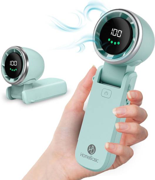 HOMEBASIC Mini Portable Hanging Neck Fan, 5-Speeds, 13000RPM, Handheld with Digital Display USB Fan