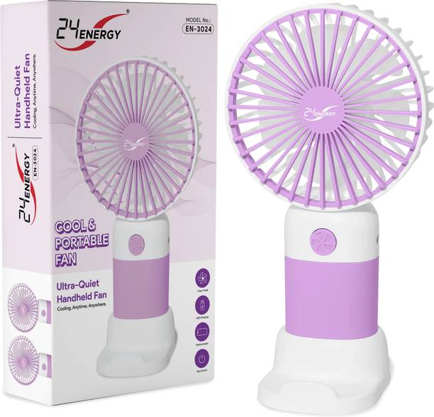 24 ENERGY Wind Blast Compact USB Mini Fan for Personal Cooling - Rechargeable - Purple USB Fan