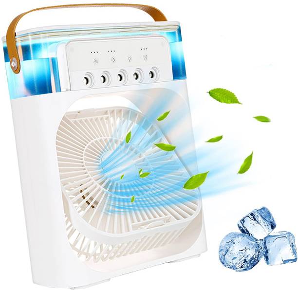 DUJE Mini Fan with Rechargeable | USB Charging | 4-hours Battery Backup-I 3 Speed | 2-Light Brightness Setting | High Speed | Portable-I Laptop Accessory, Rechargeable Fan, USB Air Cooler, USB Air Freshener, USB Fan