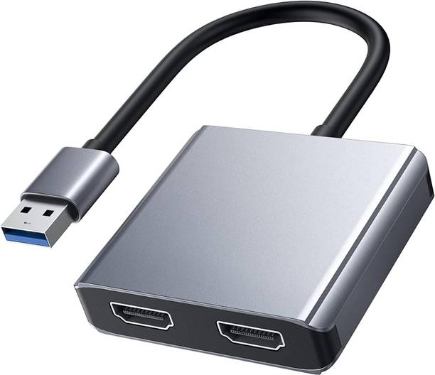 RuhZa USB to Dual HDMI Adapter - 4K - External Video Card - USB to HDMI Adapter - Monitor Adapter - USB 3.0 to HDMI HDMI Connector