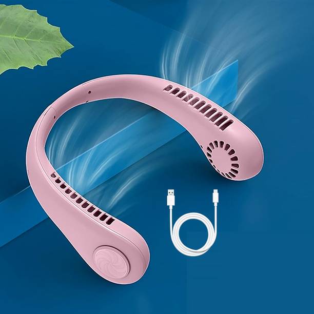 DeoDap USB Rechargeable Wearable Portable Bladeless Neck Fan with 360° Cooling Rechargeable Fan