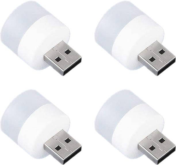 WRADER USB Operated Small USB LED Light White Warm Light for Night and Dark Compatible with Laptops, Desktops, Mobile Charger, USB Hub and Other USB Devices PACK OF 4 Led Light