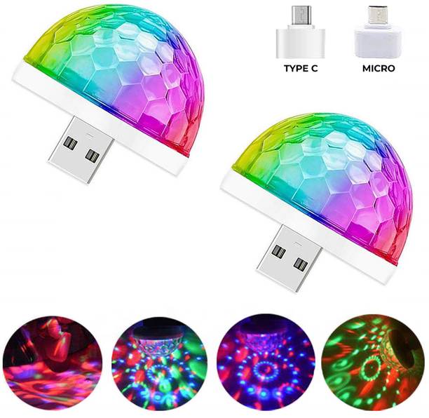 WRADER Voice Activated Auto Color Changing Mini USB Disco Light for Home Party Bedroom Cars Compatible with Mobiles and Other USB Devices Led Light