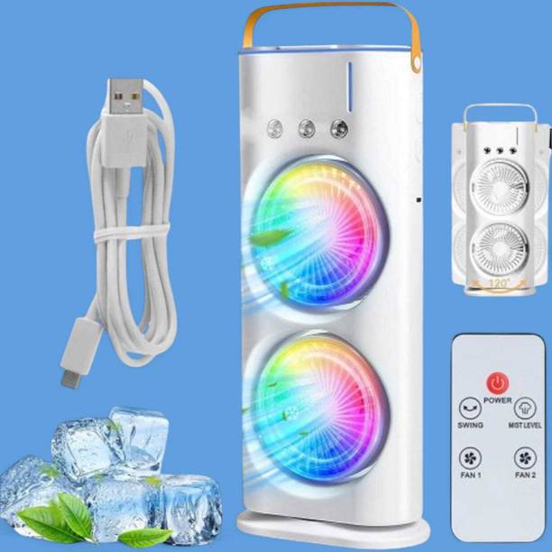 KRITAM Multi Fancy Personal Foldable Portable Desk Table Cooling Portable Double Room/Personal Air Cooler USB Fan, USB Air Cooler, Rechargeable Fan, USB Air Freshener, Led Light, Laptop Accessory