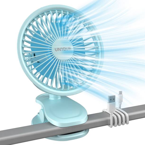 UN1QUE Portable Clip on Fan Battery Operated, 6 Inch Powerful USB Table Fan, 3 Speed Portable Clip on Fan Battery Operated, 6 Inch Powerful USB Table Fan, 3 Speed Laptop Accessory, Rechargeable Fan, USB Air Cooler, USB Air Freshener, USB Air Purifier