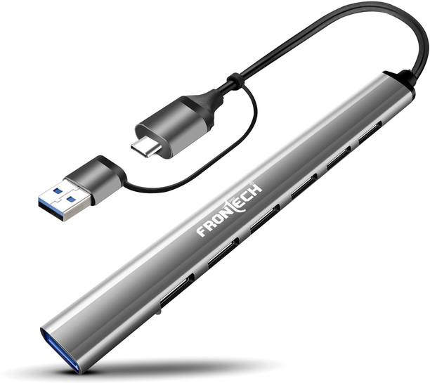 Frontech Dual Input USB Hub| 1 x 3.0 & 6 x 2.0 Port USB with Type-C & USB-A Compatibility NC-0043 USB हब