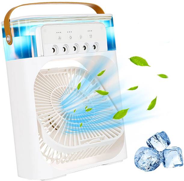 DUJE Mini Fan with Rechargeable | USB Charging | 4-hours Battery Backup-H 3 Speed | 2-Light Brightness Setting | High Speed | Portable-H Laptop Accessory, Rechargeable Fan, USB Air Cooler, USB Air Freshener, USB Fan