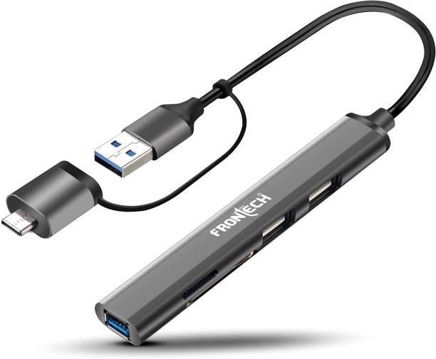 Frontech 5-in-1 USB Hub 3.0| Dual Input Type-C/USB-A/SD/TF | 5Gbps Data Transfer NC-0040 Card Reader, USB Hub
