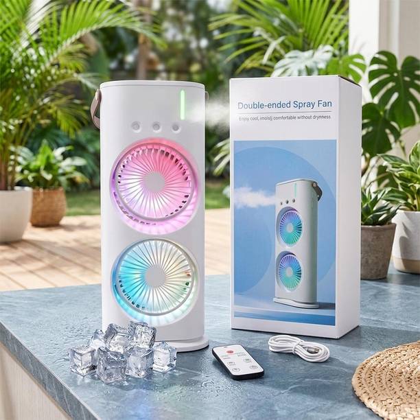 Wishwin Hub F18 Double Headed Spray LED Fan Rechargeable Fan, USB Air Cooler, USB Fan