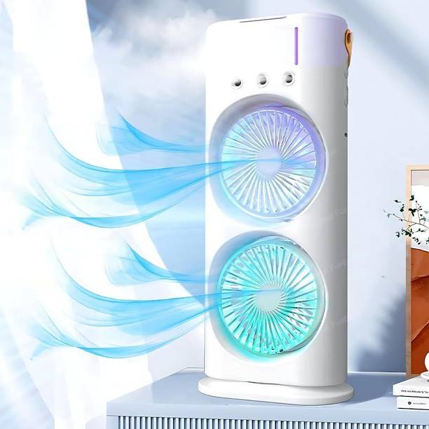 VivaCItyShop USB Rechargeable Air Cooler with Mist Spray, 3 Modes & LED Portable USB Air Cooler Fan with Mist, 3 Speed & LED Light USB Air Cooler