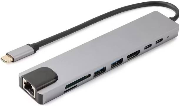 TechBox 100W PD,4K HDMI, SD/TF Card Reader & 2 USB 3.0 Ports With USB C Hub Adapter TBOX_USB HUB_8 IN 1 USB Hub