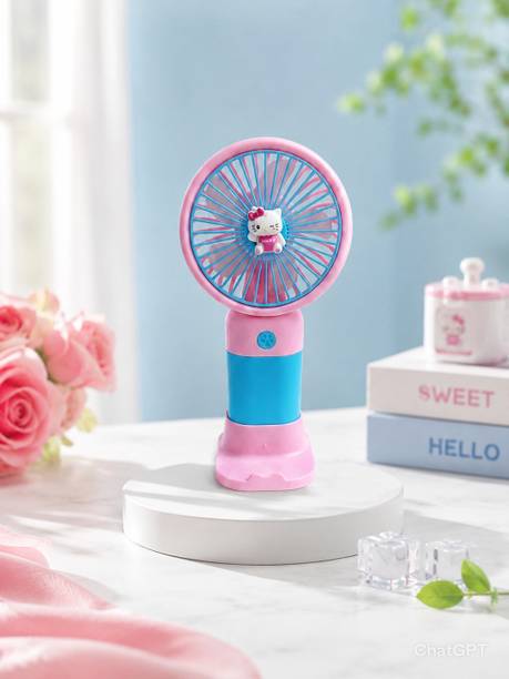 COSMIX KITTY PINK FAN KITTY FAN USB Fan, USB Cable, USB Air Cooler, Rechargeable Fan, Laptop Accessory